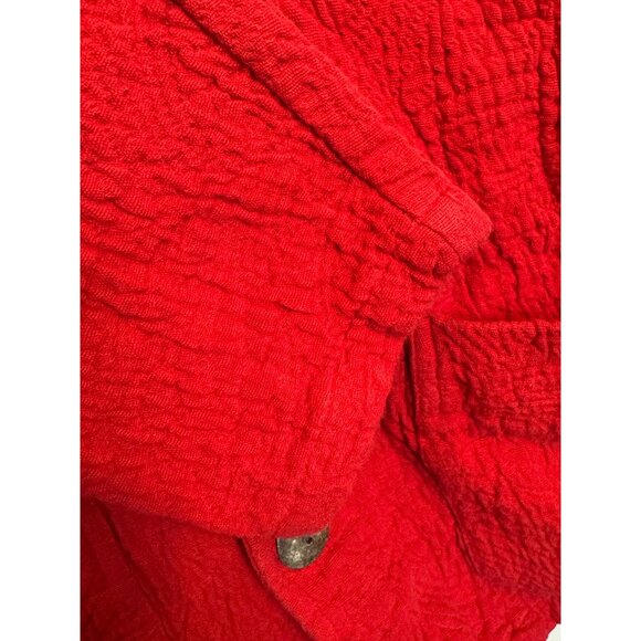 Vintage Chicos Design Womens Button-Up Jacket Size 1 Long Sleeve Red 100% Cotton - Picture 3 of 5